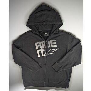 Vintage Alpinestars Ride It Full Zip Hoodie Men's XL Black Sweatshirt